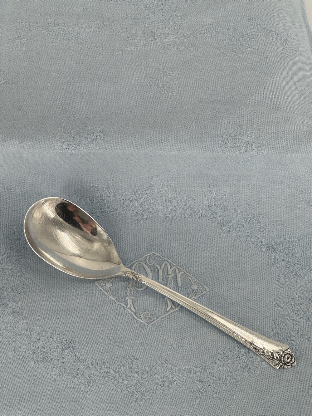 Damask Rose Heirloom Sterling Casserole Spoon. 8.5"